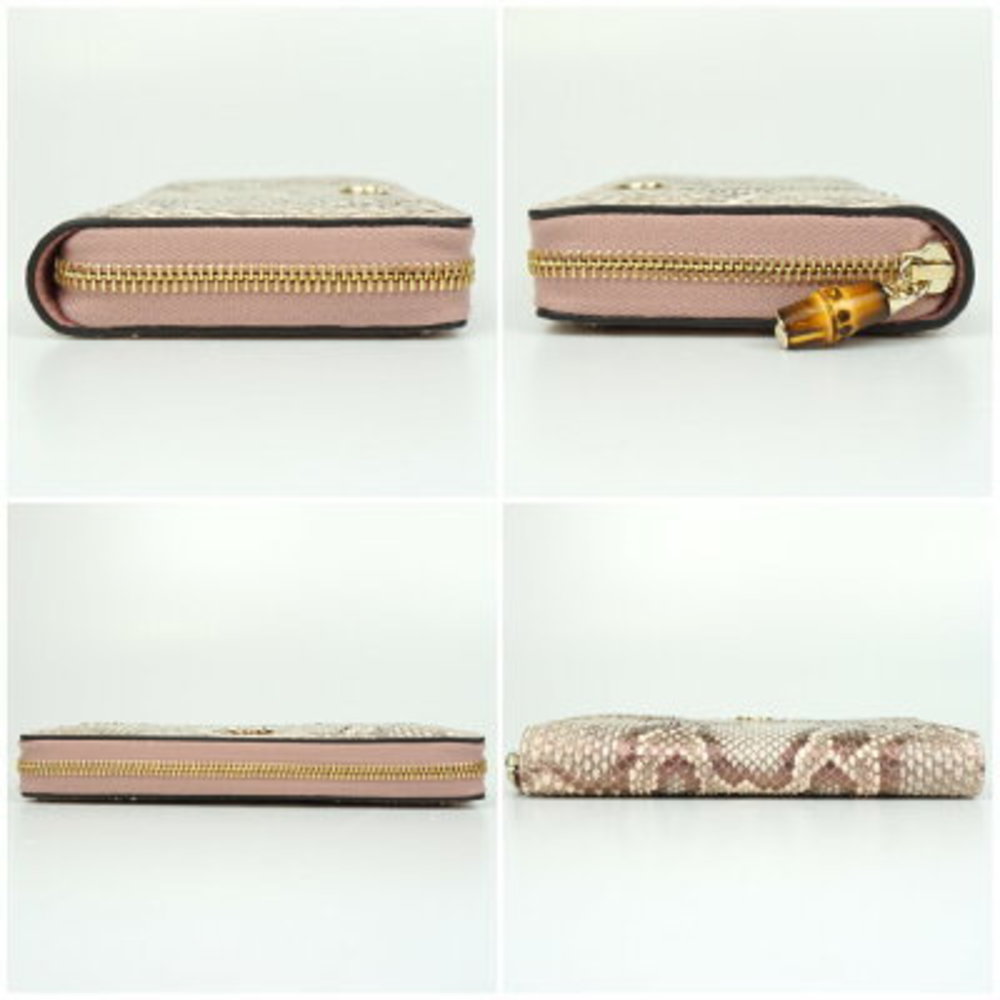 Gucci Bamboo Zip Wallet Pink Python Leather Gg - image 3